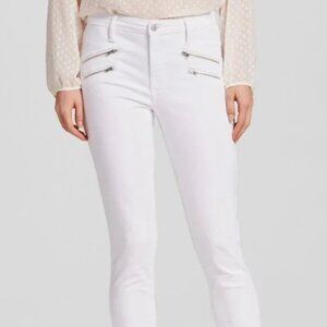 Women's White Skinny Jeans with Zipper Detail